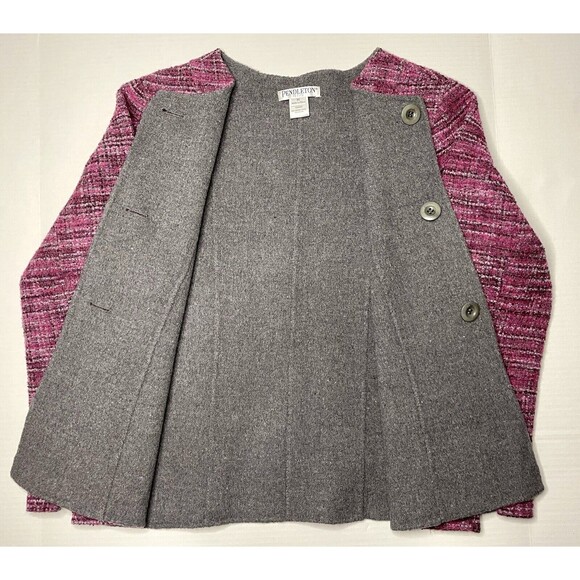 Pendleton Womens Merino Wool Coat Medium Reversible Cardigan Button Up Retro - Picture 6 of 14
